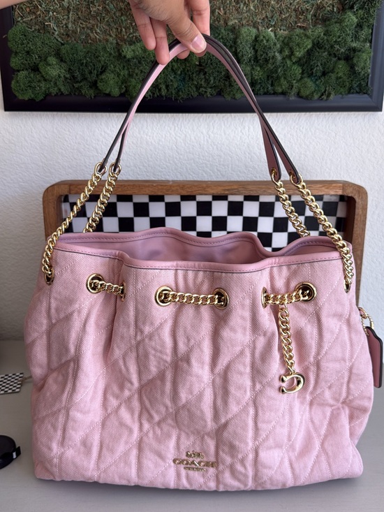 Coach Handbags - Coach Pink Denim Evelyn Chain-Handle Shoulder Bag - Coach